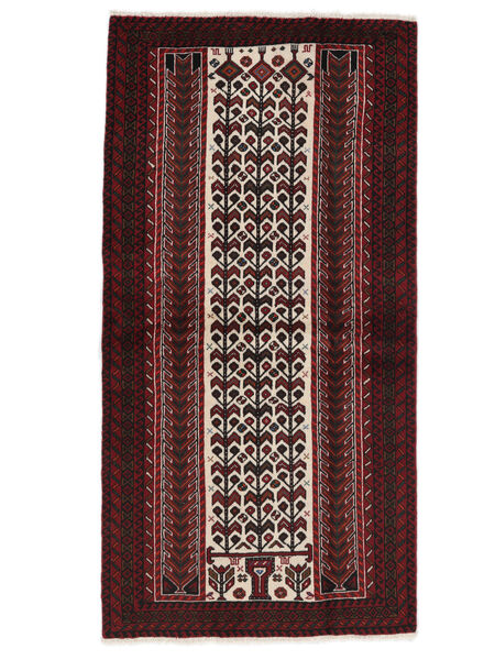  Persian Baluch Rug 103X204 Black/Dark Red (Wool, Persia/Iran)