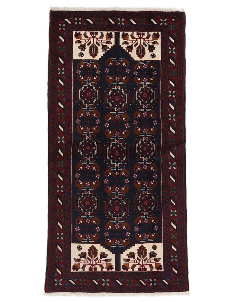 絨毯 バルーチ 102X208 ブラック (ウール, ペルシャ/イラン)