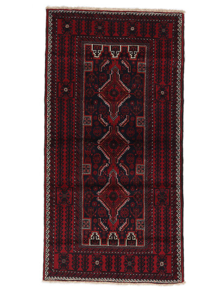 101X198 Belutsch Teppich Orientalischer Schwarz/Dunkelrot (Wolle, Persien/Iran) Carpetvista