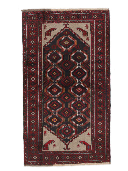  Persischer Belutsch Teppich 104X183 Schwarz/Dunkelrot (Wolle, Persien/Iran)