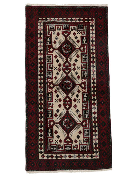  Oriental Baluch Rug 97X192 Black/Brown Wool, Persia/Iran Carpetvista