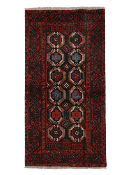 Alfombra Belouch 97X189 Negro/Rojo Oscuro (Lana, Persia/Irán)