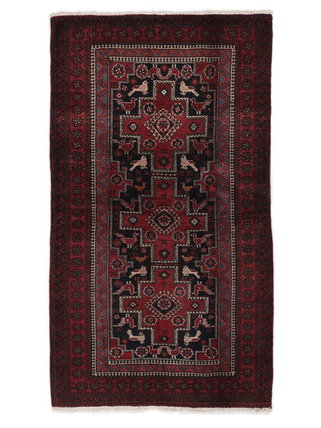 Beluch Teppe 107X189 Svart/Mørk Rød Ull, Persia/Iran Carpetvista