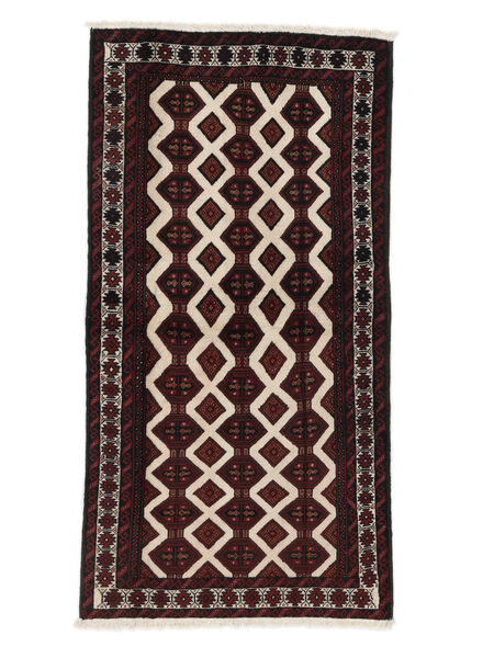  Persischer Belutsch Teppich 100X193 Schwarz/Beige (Wolle, Persien/Iran)