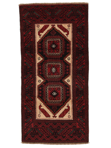 97X199 Χαλι Ανατολής Beluch Μαύρα/Σκούρο Κόκκινο (Μαλλί, Περσικά/Ιρανικά) Carpetvista