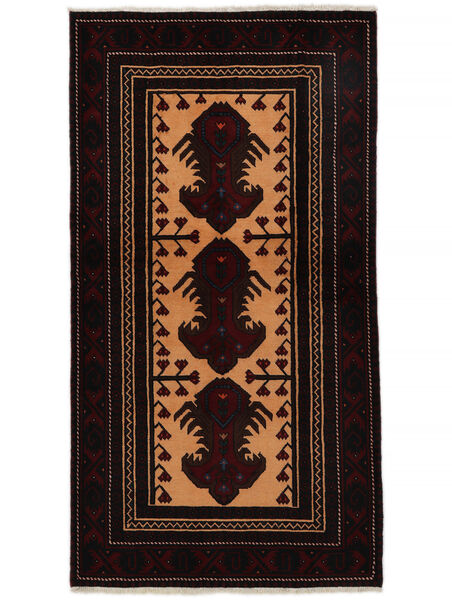  Persischer Belutsch Teppich 104X196 Schwarz/Braun (Wolle, Persien/Iran)