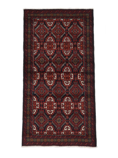 Tapete Balúchi 96X184 Preto/Vermelho Escuro (Lã, Pérsia/Irão)