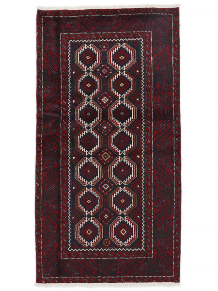 95X179 Belutsch Teppich Orientalischer Schwarz/Dunkelrot (Wolle, Persien/Iran) Carpetvista