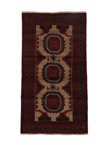絨毯 バルーチ 96X175 ブラック/茶色 (ウール, ペルシャ/イラン)