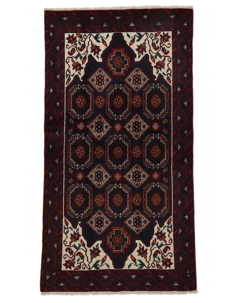  Persischer Belutsch Teppich 104X195 Schwarz/Orange (Wolle, Persien/Iran)