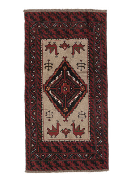 絨毯 バルーチ 95X180 ブラック/茶色 (ウール, ペルシャ/イラン)