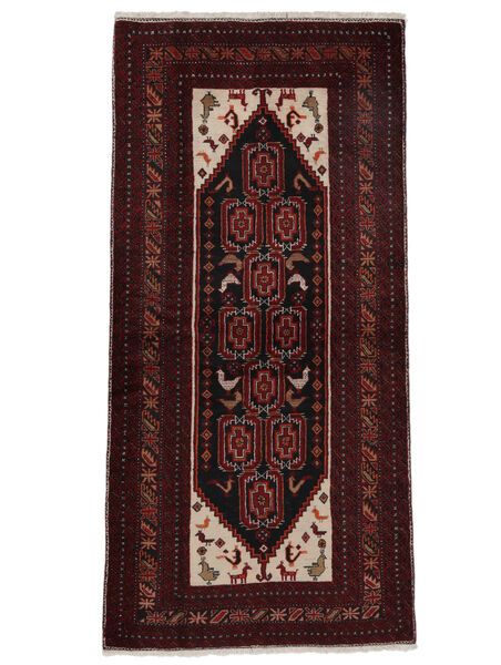 Χαλι Ανατολής Beluch 105X218 Μαύρα/Σκούρο Κόκκινο (Μαλλί, Περσικά/Ιρανικά)