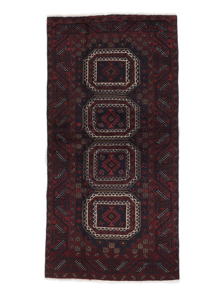 絨毯 バルーチ 93X189 ブラック (ウール, ペルシャ/イラン)