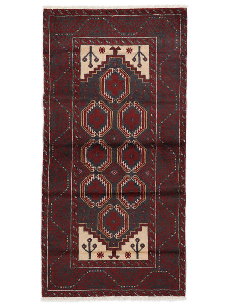 絨毯 バルーチ 95X191 ブラック/ダークレッド (ウール, ペルシャ/イラン)
