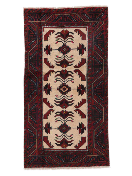 絨毯 バルーチ 94X179 ブラック/茶色 (ウール, ペルシャ/イラン)
