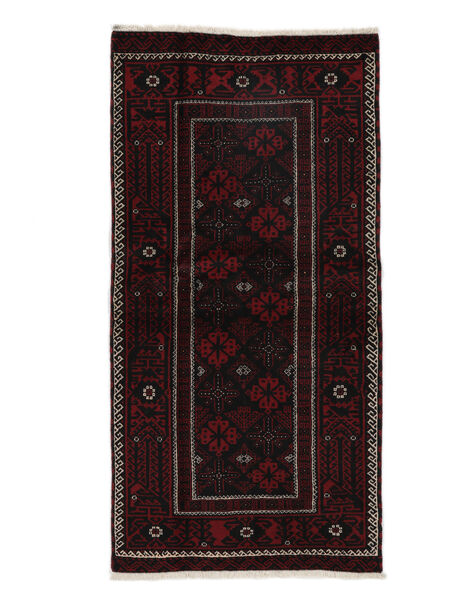  Persischer Belutsch Teppich 95X188 Schwarz (Wolle, Persien/Iran)