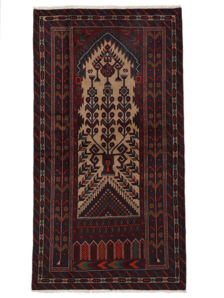  Persischer Belutsch Teppich 95X192 Schwarz/Braun (Wolle, Persien/Iran)