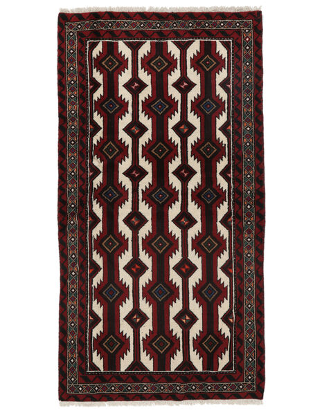  Persischer Belutsch Teppich 97X188 Schwarz/Beige (Wolle, Persien/Iran)