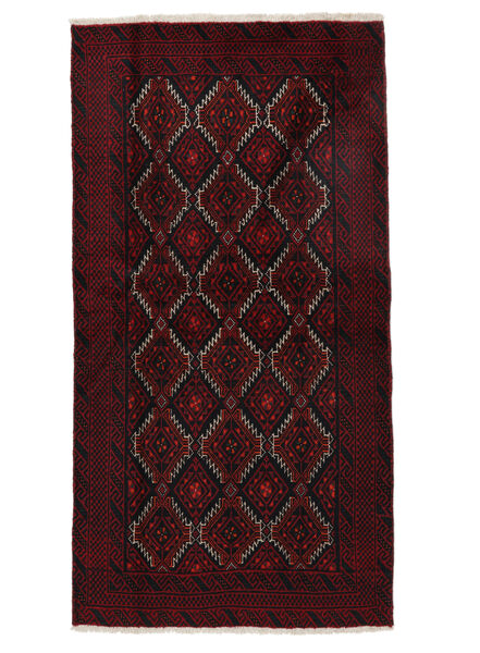 Dywan Perski Beludż 97X188 Czarny/Ciemnoczerwony (Wełna, Persja/Iran)