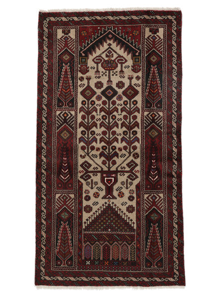 絨毯 バルーチ 100X186 ブラック/茶色 (ウール, ペルシャ/イラン)