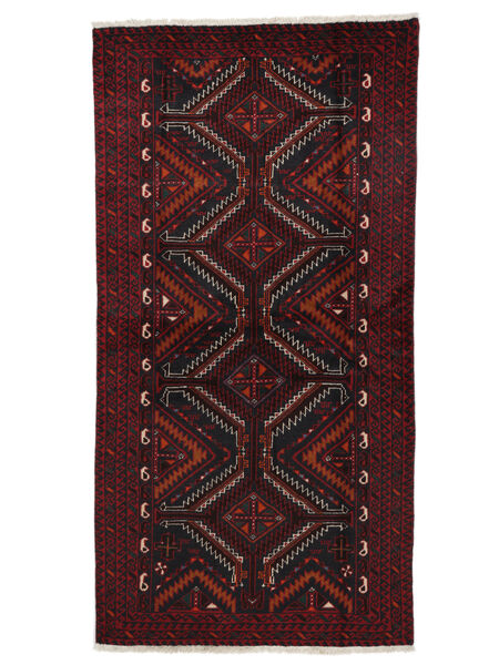  Persischer Belutsch Teppich 99X193 Schwarz/Dunkelrot (Wolle, Persien/Iran)