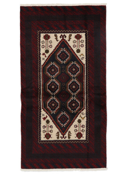  Persischer Belutsch Teppich 95X182 Schwarz (Wolle, Persien/Iran)