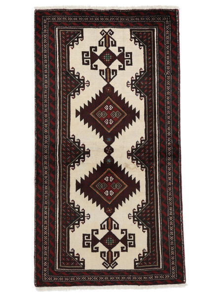  Perzisch Beluch Vloerkleed 97X183 Zwart/Beige (Wol, Perzië/Iran)