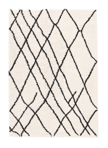  100X160 Shaggy Rug Small Tangier - Off White/Black