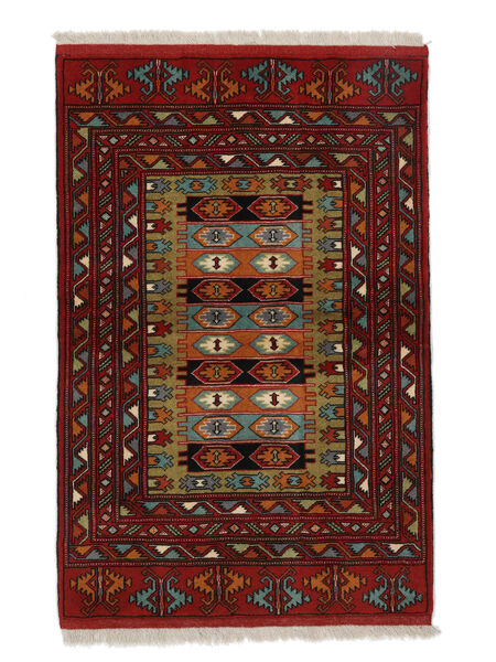  Perzisch Turkaman Vloerkleed 84X125 Zwart/Donkerrood (Wol, Perzië/Iran)