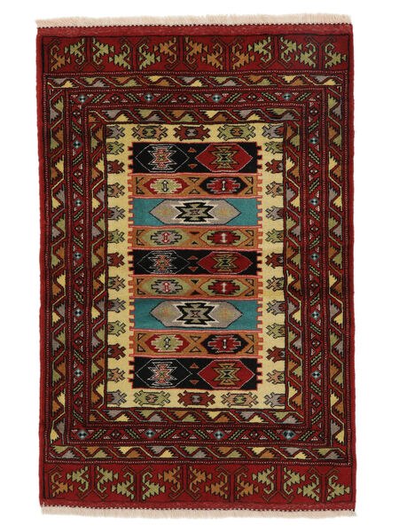 Turkaman Vloerkleed 85X127 Zwart/Donkerrood Wol, Perzië/Iran Carpetvista