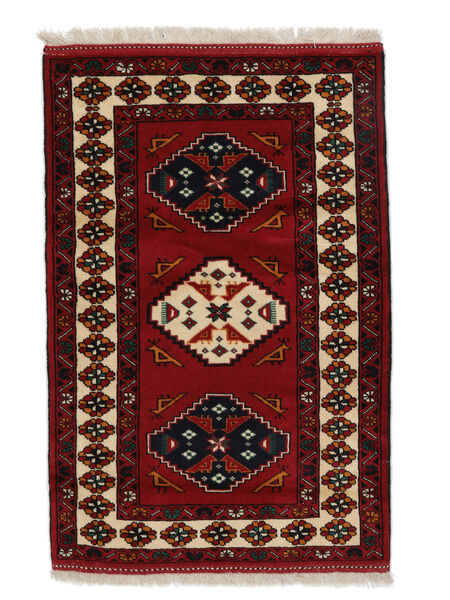  Persischer Turkaman Teppich 85X128 Schwarz/Dunkelrot (Wolle, Persien/Iran)