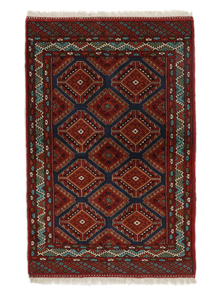  Persischer Turkaman Teppich 84X126 Schwarz/Dunkelrot (Wolle, Persien/Iran)