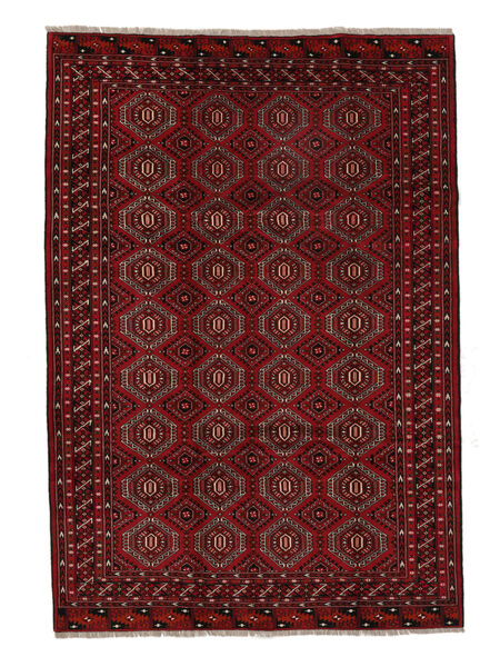 Alfombra Oriental Turkaman 204X295 Negro/Rojo Oscuro (Lana, Persia/Irán)