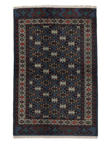 132X196 Alfombra Oriental Turkaman Negro/Verde Oscuro (Lana, Persia/Irán) Carpetvista