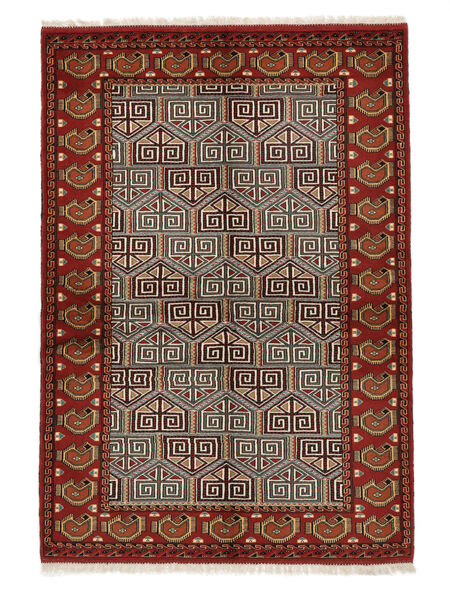 Turkaman Tæppe 137X195 Sort/Mørkerød Uld, Persien/Iran Carpetvista