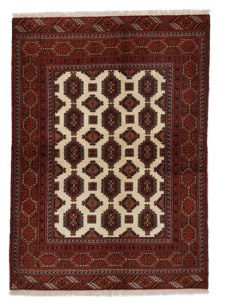  Turkaman Tappeto 136X190 Persiano Di Lana Nero/Rosso Scuro Piccolo Carpetvista
