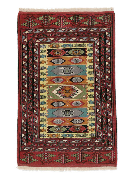  Orientalischer Turkaman Teppich 85X130 Schwarz/Dunkelrot Wolle, Persien/Iran Carpetvista