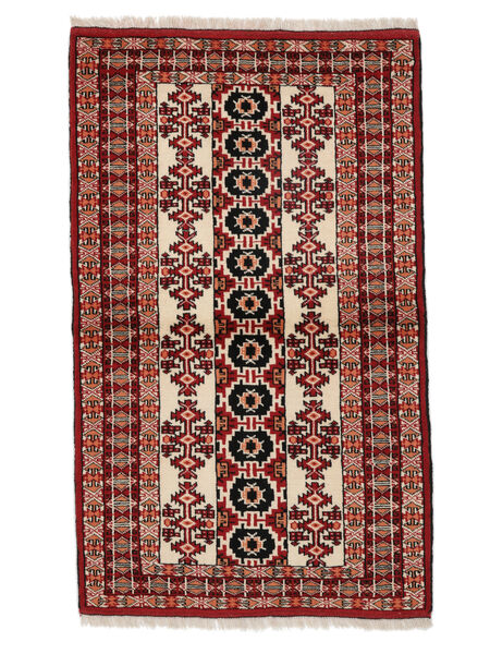  Orientalsk Turkaman Tæppe 80X133 Mørkerød/Sort Uld, Persien/Iran Carpetvista