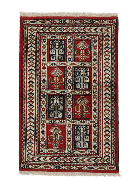 絨毯 ペルシャ トルクメン 82X125 ブラック/ダークレッド (ウール, ペルシャ/イラン)