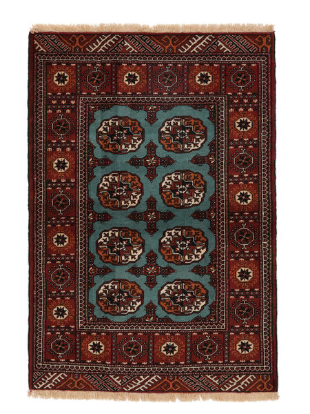  Persischer Turkaman Teppich 87X126 Schwarz/Dunkelrot (Wolle, Persien/Iran)