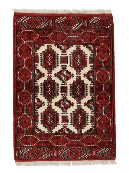 88X122 Tapis Turkaman D'orient Noir/Rouge Foncé (Laine, Perse/Iran) Carpetvista