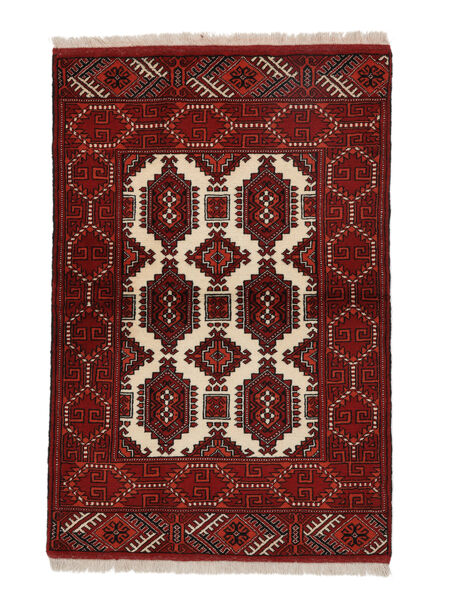  Persischer Turkaman Teppich 84X125 Schwarz/Dunkelrot (Wolle, Persien/Iran)