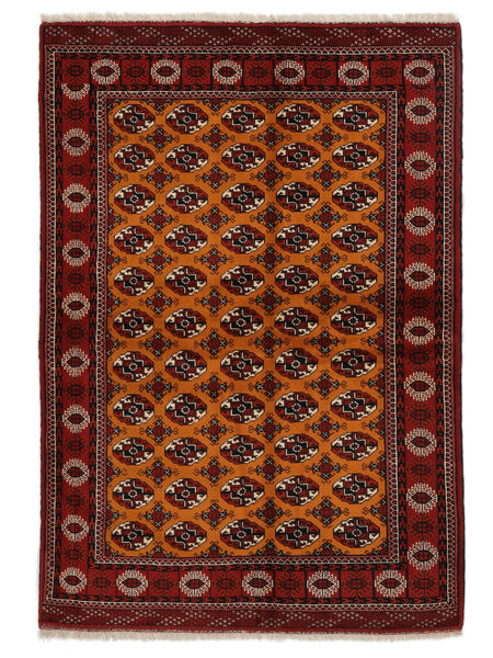 Turkaman Teppich 142X202 Persischer Wollteppich Schwarz/Dunkelrot Klein Carpetvista