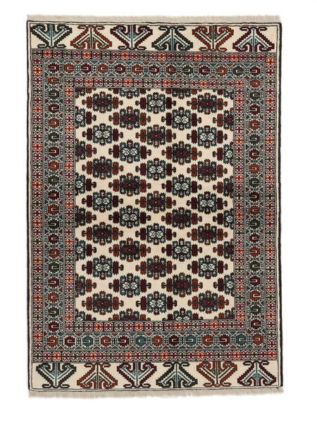 137X198 Turkaman Vloerkleed Oosters Zwart/Bruin (Wol, Perzië/Iran) Carpetvista