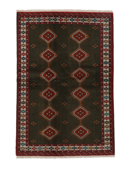 133X195 Tappeto Orientale Turkaman Nero/Rosso Scuro (Lana, Persia/Iran) Carpetvista