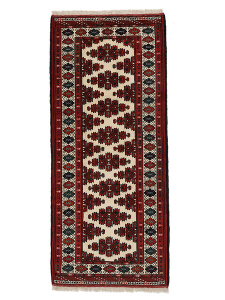 Turkaman Teppich 84X194 Läufer Schwarz/Dunkelrot Wolle, Persien/Iran Carpetvista