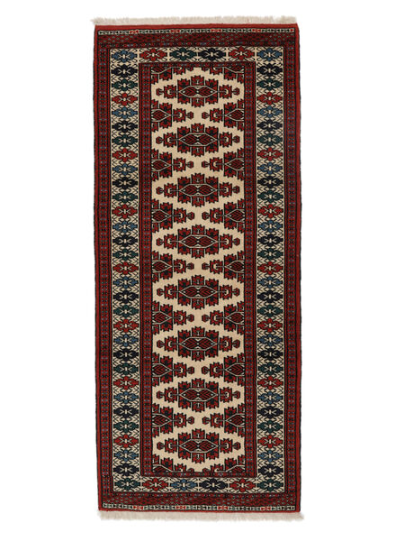  Turkaman Szőnyeg 83X197 Perzsa Gyapjúszőnyeg Fekete/Sötétpiros Kicsi Carpetvista