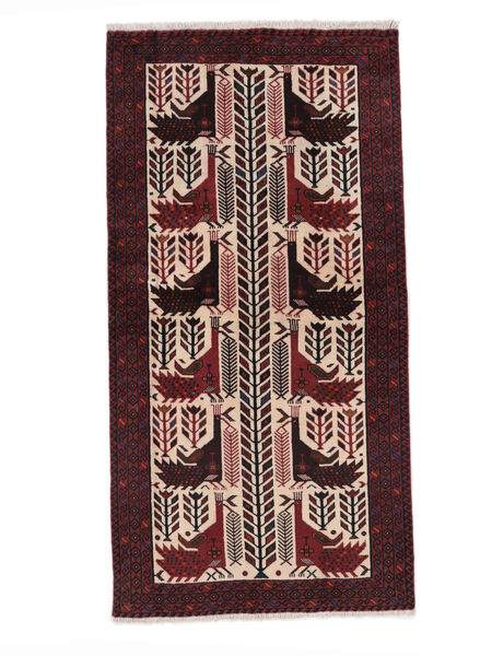  Persian Baluch Rug 95X185 Black/Dark Red Carpetvista