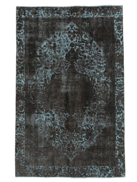 190X295 絨毯 カラード ヴィンテージ モダン ブラック/ダークブルー (ウール, ペルシャ/イラン) Carpetvista