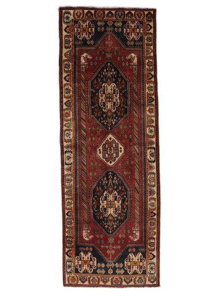 114X329 Ghashghai Orientalisk Hallmatta Svart/Brun (Ull, Persien/Iran) Carpetvista